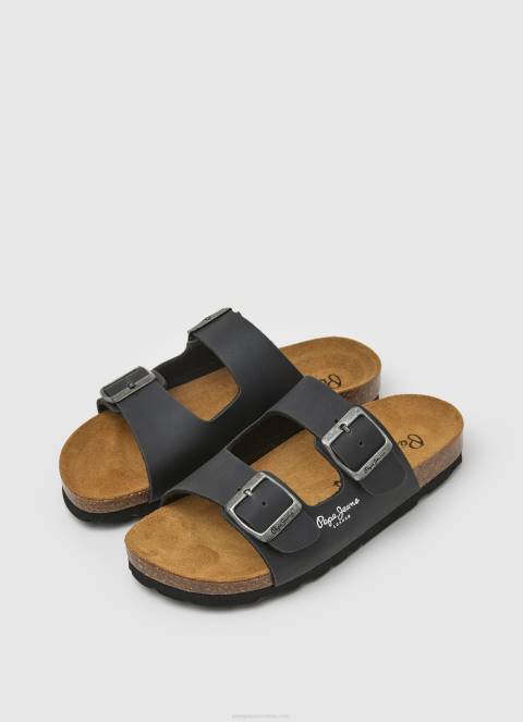 dječak crno dvostruke kanzas anatomske sandale Pepe Jeans JZ8H1548