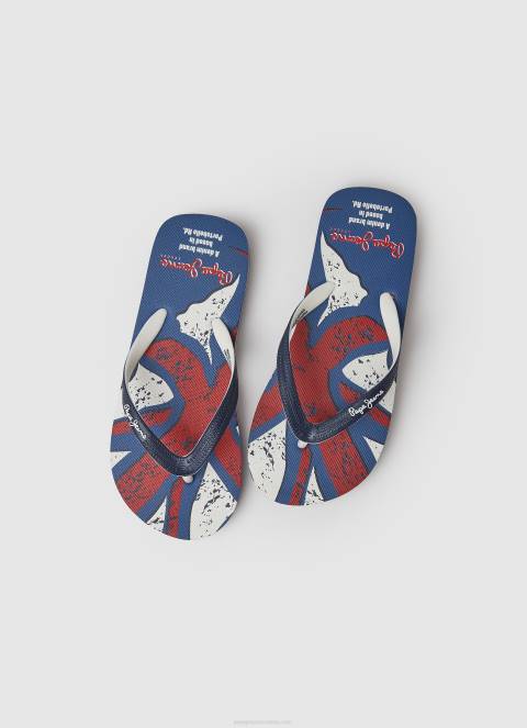 dječak mornarica japanke sa zastavom na plaži Pepe Jeans JZ8H1558