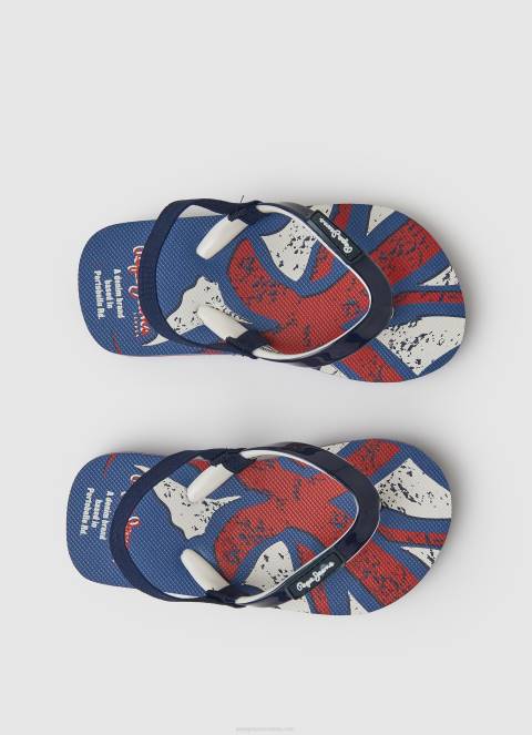 dječak mornarica japanke sa zastavom na plaži Pepe Jeans JZ8H1559