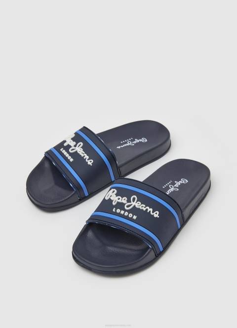 dječak mornarica slider japanke za plažu s logotipom Pepe Jeans JZ8H1552