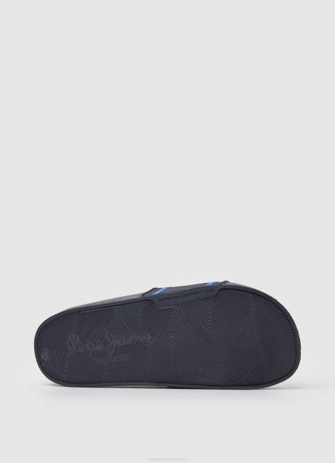 dječak mornarica slider japanke za plažu s logotipom Pepe Jeans JZ8H1552