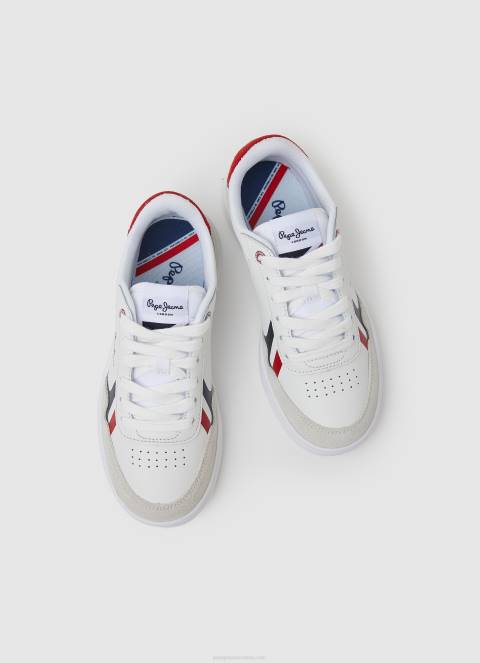 dječak bijela player britt kožne tenisice Pepe Jeans JZ8H1525