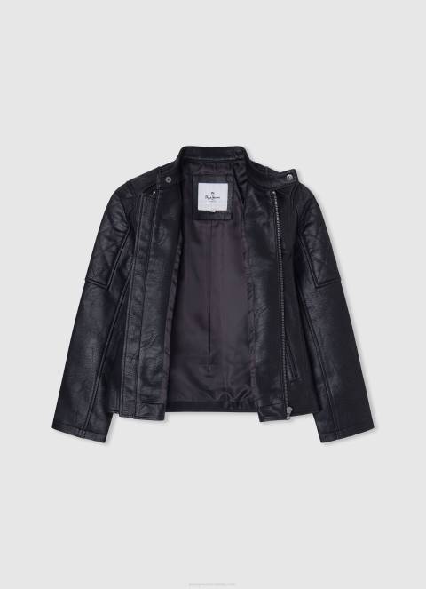 dječak crno podstavljena biciklistička jakna na ramenima Pepe Jeans JZ8H1571