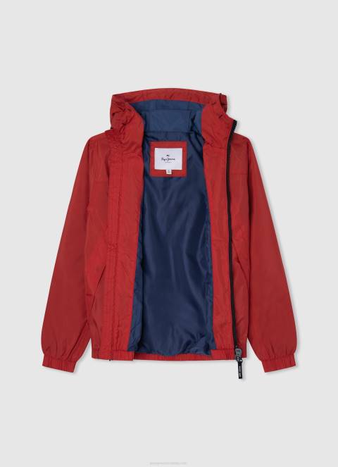 dječak studio crvena vjetrovka s kapuljačom Pepe Jeans JZ8H1564