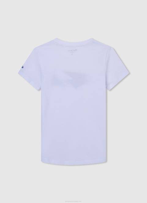 dječak bijela majica s logotipom zastave Pepe Jeans JZ8H1606