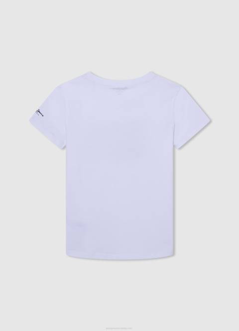 dječak bijela majica sa zastavom i logom Pepe Jeans JZ8H1609