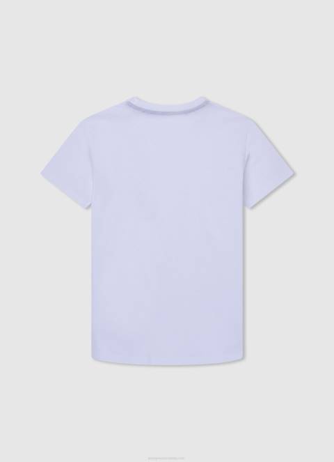 dječak bijela pamučna majica s okomitim logotipom Pepe Jeans JZ8H1618