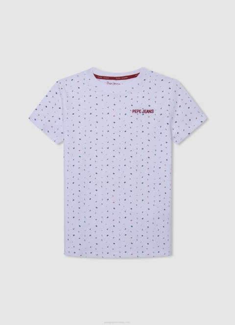 dječak bijela preko cijele majice s printom Pepe Jeans JZ8H1627