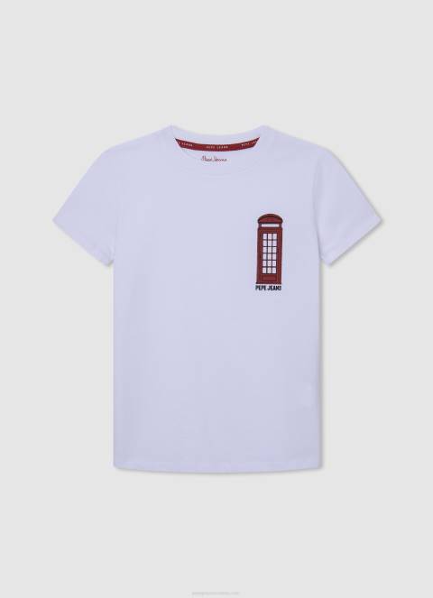 dječak bijela telefonska govornica pamučna majica Pepe Jeans JZ8H1654