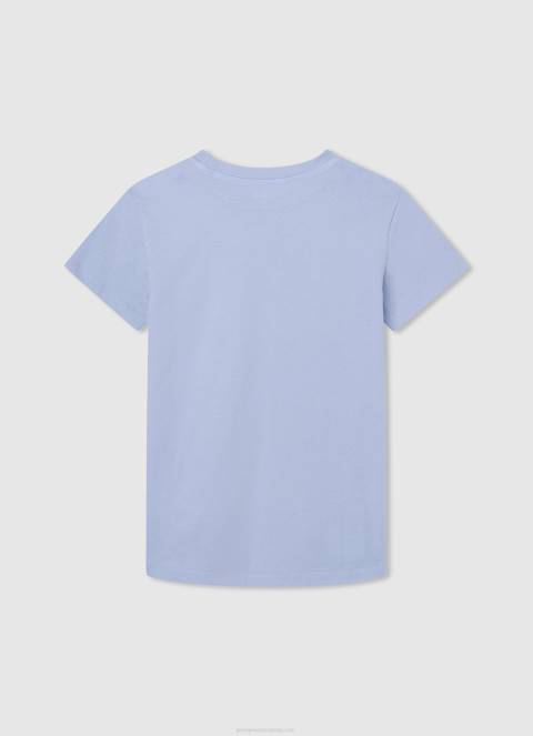 dječak bjelilo plavo pamučna majica s okomitim logotipom Pepe Jeans JZ8H1628