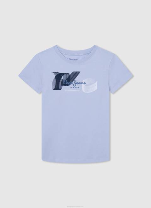 dječak bjelilo plavo pamučna majica s otisnutim logotipom Pepe Jeans JZ8H1632