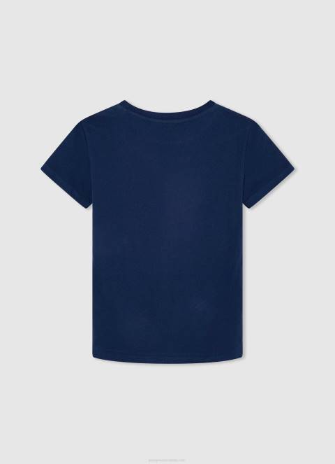 dječak mornarica osnovna majica s logom Pepe Jeans JZ8H1622