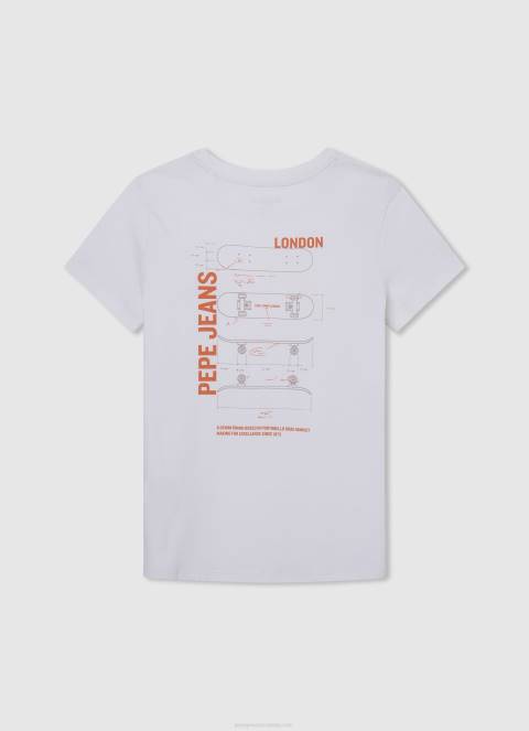 dječak prljavo bijelo majica s printom logotipa Pepe Jeans JZ8H1620