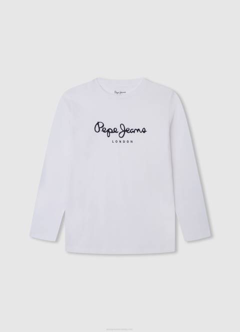dječak prljavo bijelo majica s printom logotipa Pepe Jeans JZ8H1620