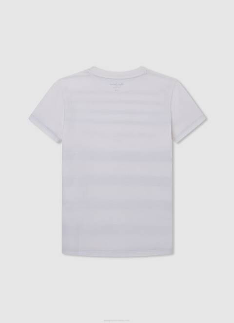 dječak prljavo bijelo pamučna majica s prugastim printom Pepe Jeans JZ8H1645