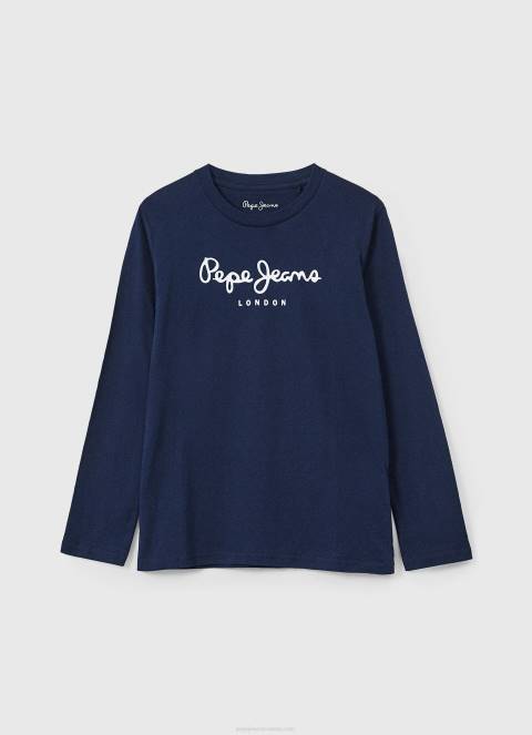 dječak sivi lapor majica dugih rukava s prednjim logom Pepe Jeans JZ8H1631