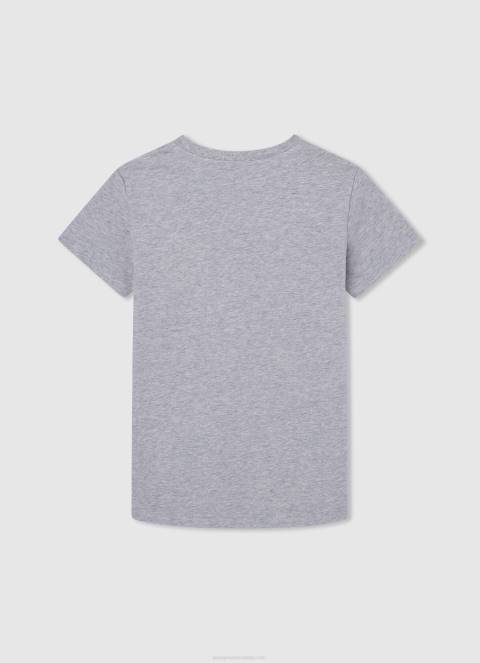 dječak sivi lapor pamučna majica s okomitim logotipom Pepe Jeans JZ8H1650