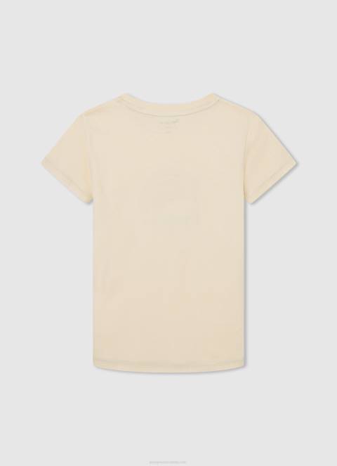 dječak slonovača majica s logotipom iznošenog efekta Pepe Jeans JZ8H1615