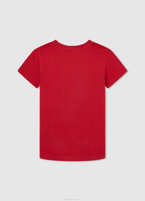 dječak studio crvena majica s printom logotipa Pepe Jeans JZ8H1647