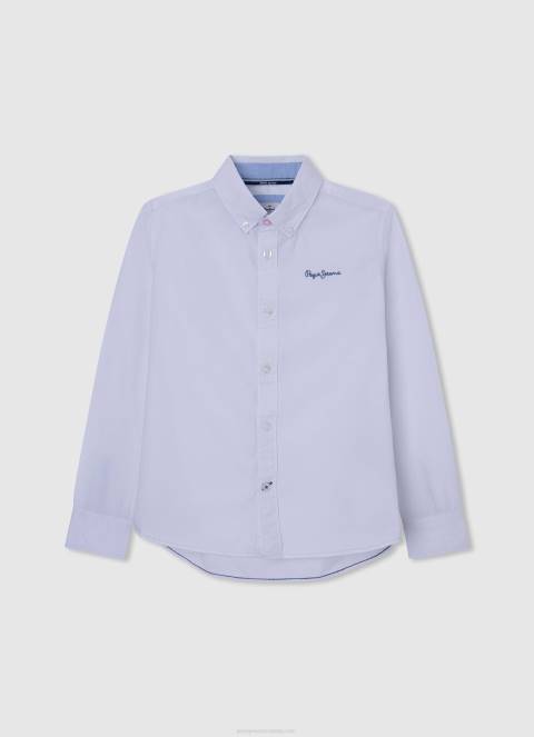 dječak bijela maldon košulja od poplina uobičajenog kroja Pepe Jeans JZ8H1662