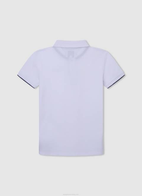 dječak bijela pike polo majica s izvezenim logotipom Pepe Jeans JZ8H1661