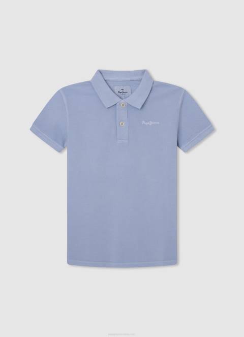 dječak bjelilo plavo pike polo majica s izvezenim logotipom Pepe Jeans JZ8H1658