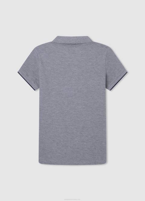 dječak sivi lapor pike polo majica s izvezenim logotipom Pepe Jeans JZ8H1666