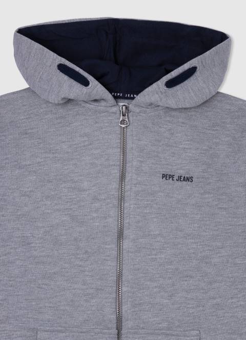 dječak sivi lapor pamučni džemper s patentnim zatvaračem Pepe Jeans JZ8H1589