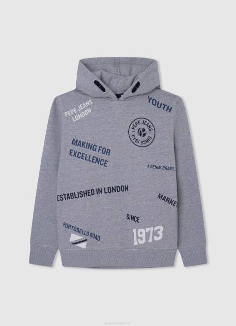 dječak sivi lapor pamučni džemper s patentnim zatvaračem Pepe Jeans JZ8H1589