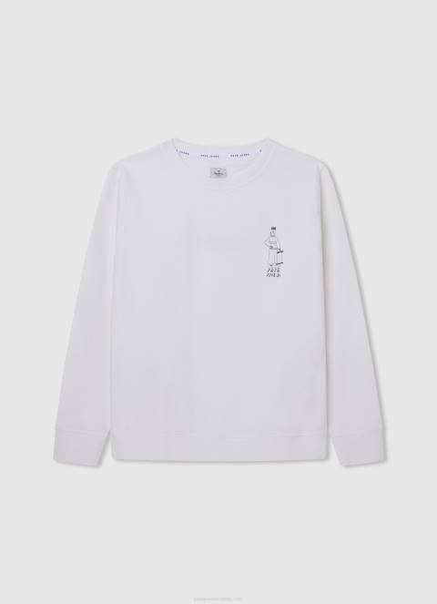 dječak sivi lapor pamučni dres s izvezenim logotipom Pepe Jeans JZ8H1588