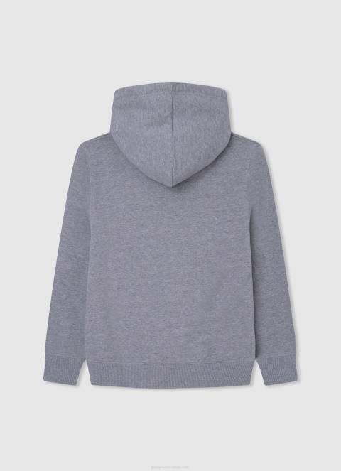 dječak sivi lapor podesiva pamučna majica s kapuljačom Pepe Jeans JZ8H1587