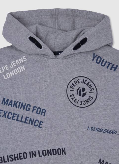 dječak sivi lapor podesiva pamučna majica s kapuljačom Pepe Jeans JZ8H1587