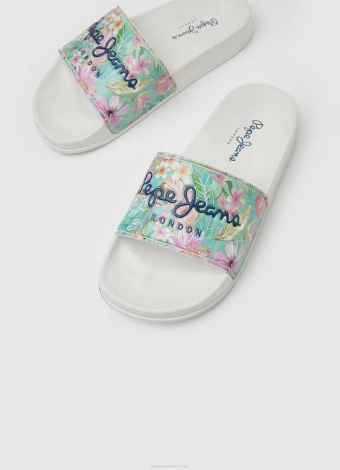 djevojka bijela slider martina japanke za plažu Pepe Jeans JZ8H1346