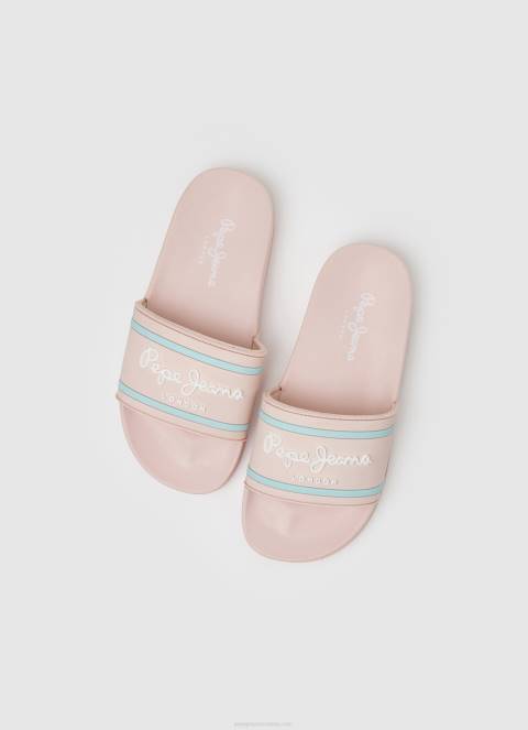 djevojka svijetloružičasta slider japanke za plažu s logotipom Pepe Jeans JZ8H1347