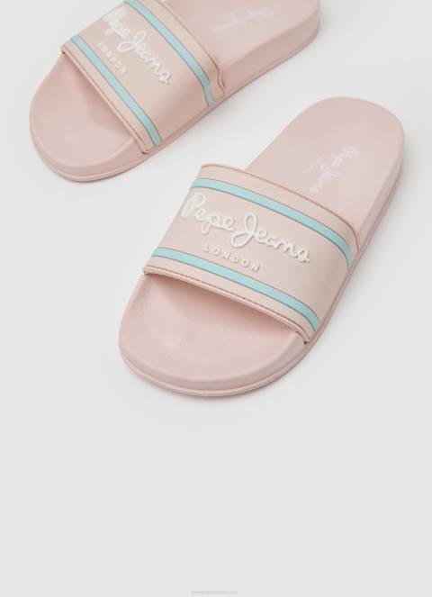 djevojka svijetloružičasta slider japanke za plažu s logotipom Pepe Jeans JZ8H1347
