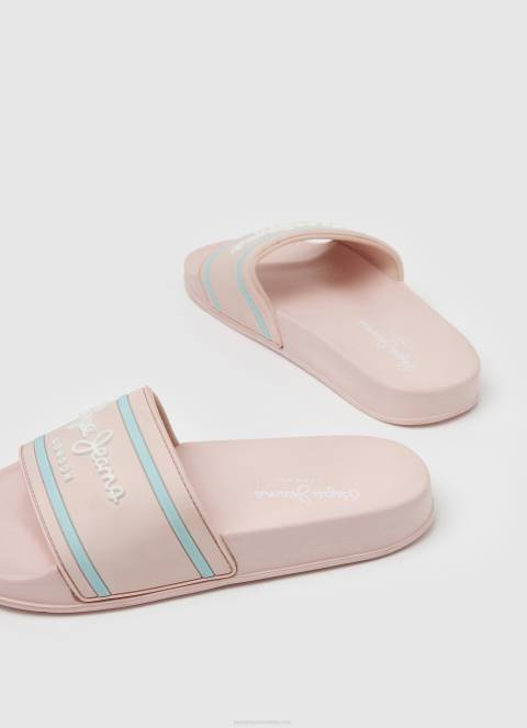 djevojka svijetloružičasta slider japanke za plažu s logotipom Pepe Jeans JZ8H1347