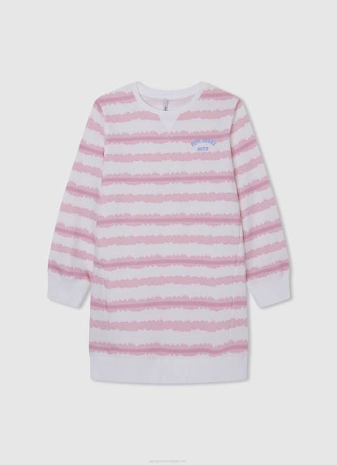 djevojka nježno ružičasta mini haljina s degradiranim prugama Pepe Jeans JZ8H1392