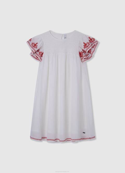 djevojka studio crvena pamučna haljina od poplina Pepe Jeans JZ8H1376