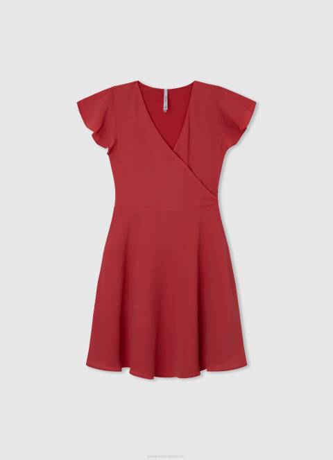 djevojka studio crvena pamučna haljina od poplina Pepe Jeans JZ8H1376