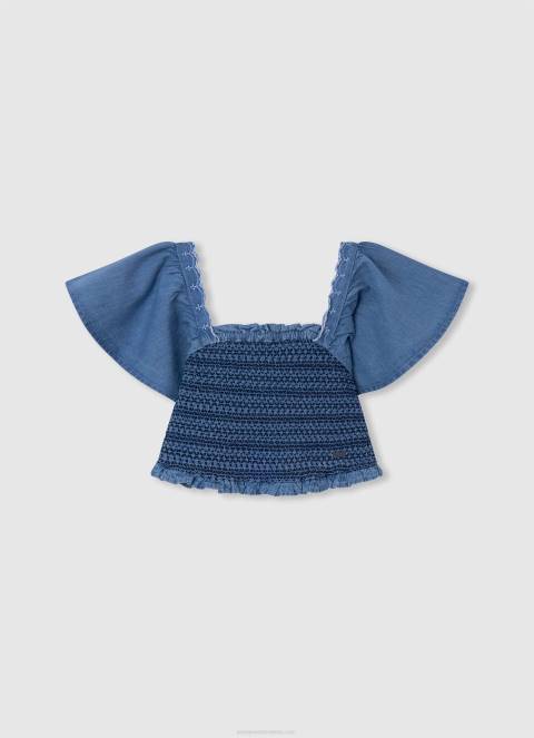 djevojka bijela kutijasta majica s printom logotipa Pepe Jeans JZ8H1449