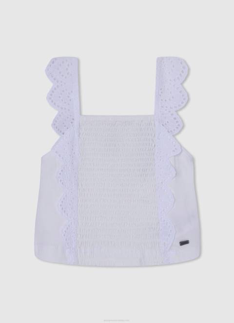 djevojka bijela kutijasta majica s printom logotipa Pepe Jeans JZ8H1481