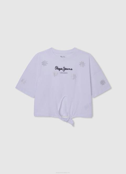 djevojka bijela majica kratkih rukava s cvjetnim motivima Pepe Jeans JZ8H1475