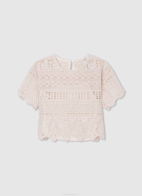 djevojka bijela majica kratkih rukava s cvjetnim motivima Pepe Jeans JZ8H1475