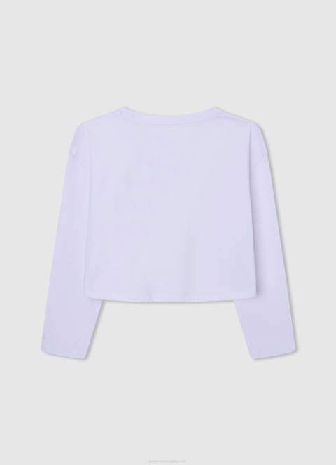 djevojka bijela pamučna majica dugih rukava Pepe Jeans JZ8H1456