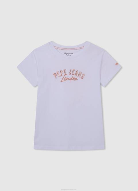 djevojka bijela pamučna majica dugih rukava Pepe Jeans JZ8H1456