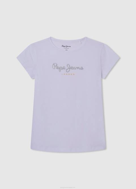 djevojka bijela rebrasta košulja s izvezenim logom Pepe Jeans JZ8H1459