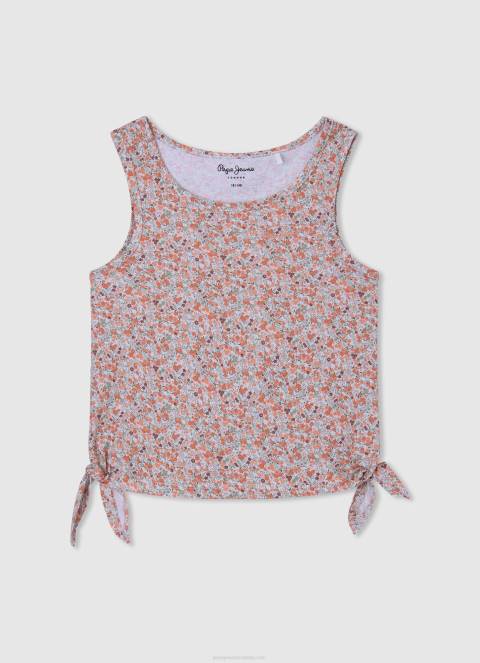 djevojka breskva majica s rukavima s cvjetnim otvorom za ruke Pepe Jeans JZ8H1435