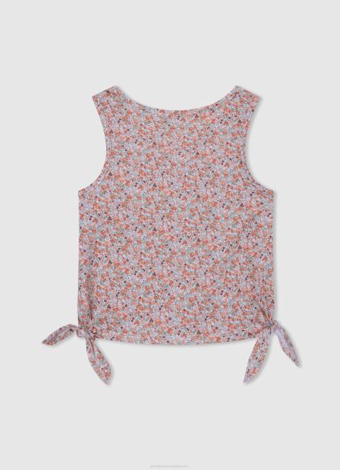 djevojka breskva majica s rukavima s cvjetnim otvorom za ruke Pepe Jeans JZ8H1435