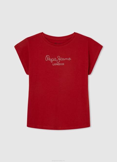 djevojka breskva pamučna majica s logotipom strass Pepe Jeans JZ8H1451