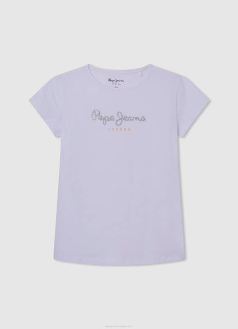 djevojka breskva rebrasta košulja s izvezenim logom Pepe Jeans JZ8H1461